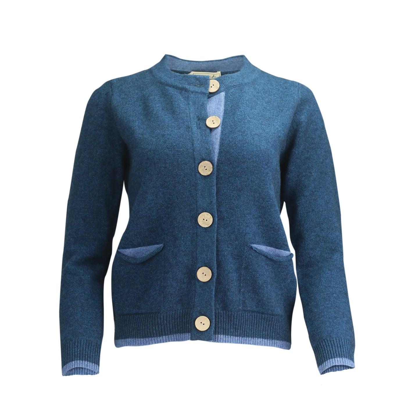 Women's Pocket Cardigan in Cashmere/Merino - Ocean Blue
