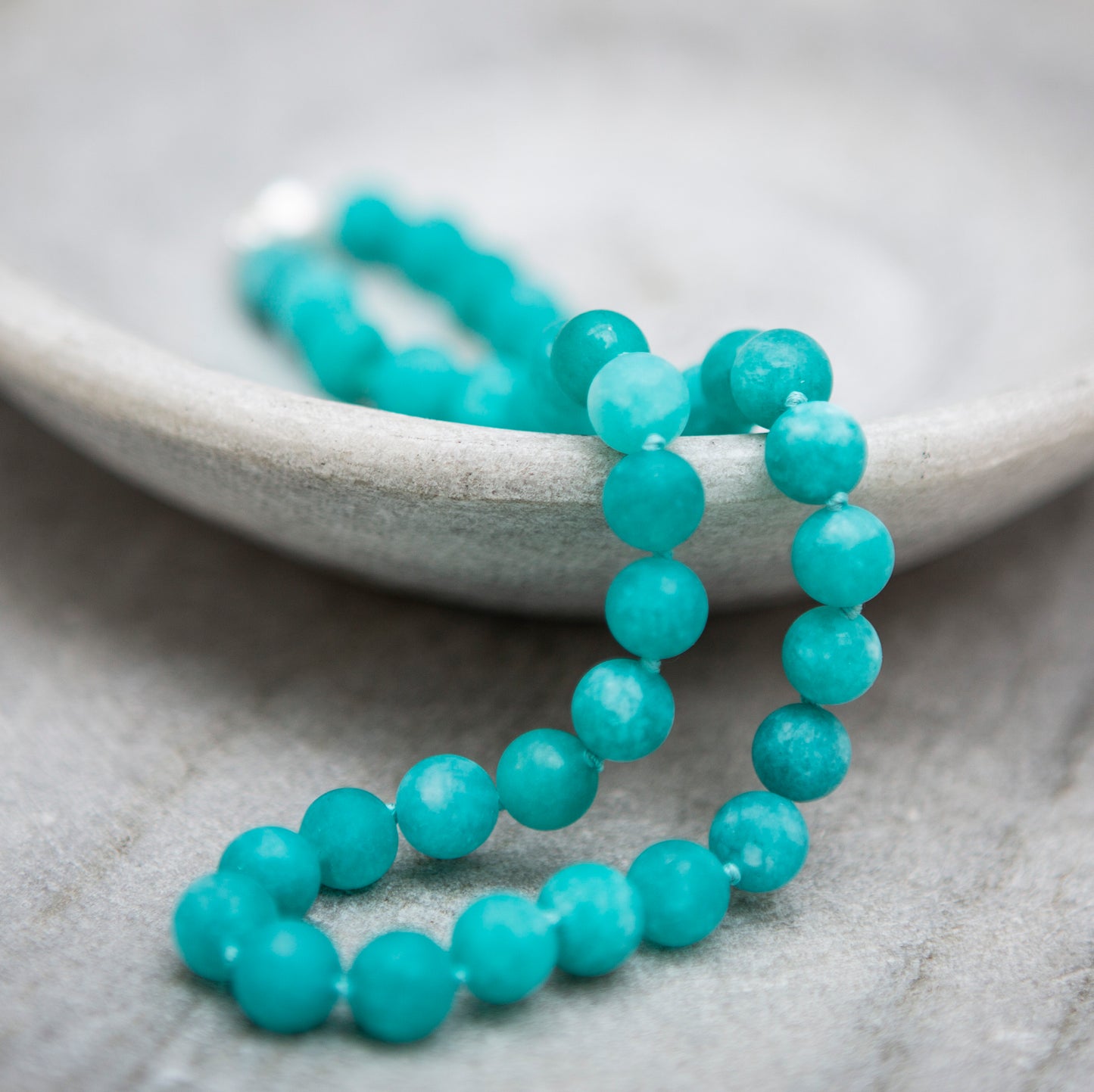 Amelia aqua jade ball necklace