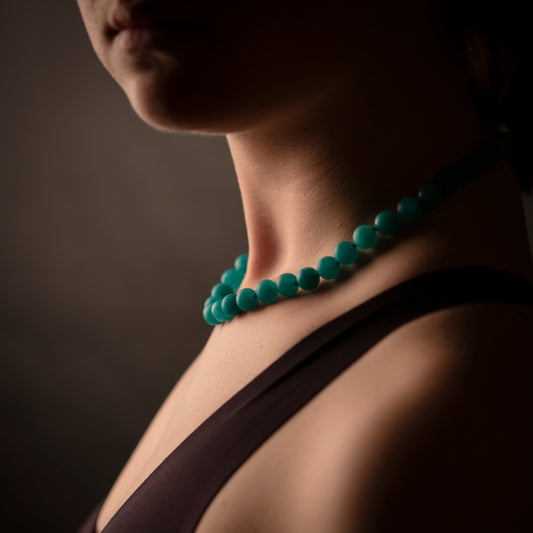 Amelia aqua jade ball necklace