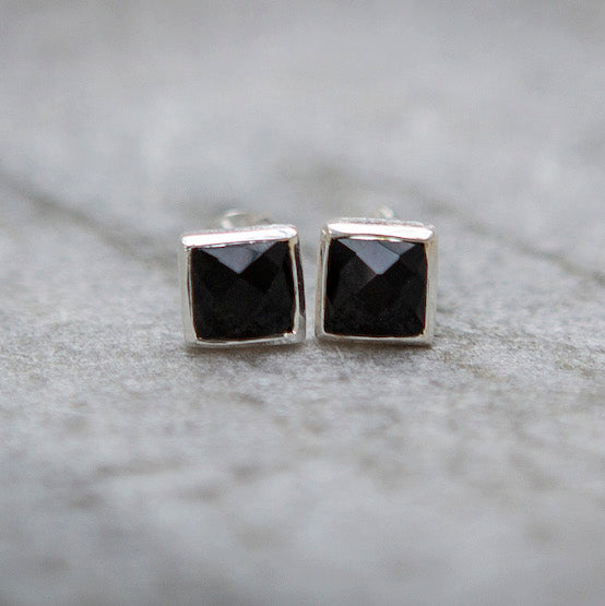 Aria square stud earrings, sterling silver