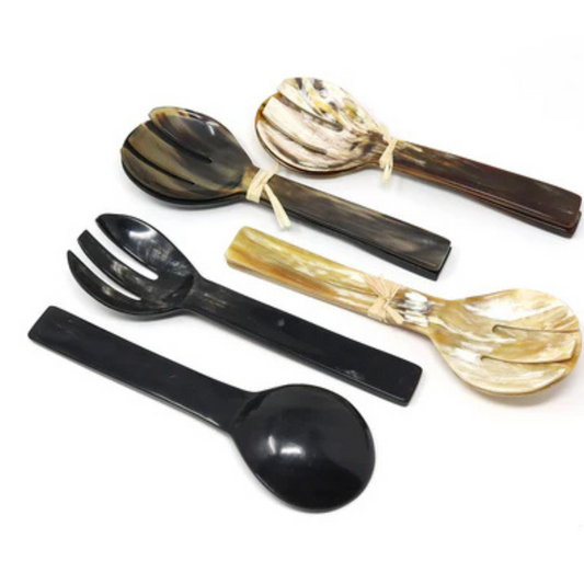 Ankole Cow Horn Salad Servers