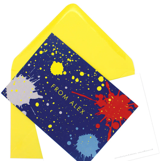 Personalised Ink Splatter Postcard Pack - Blue