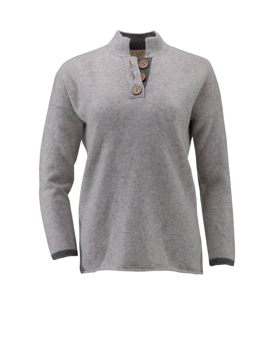 Women's High Collar Cashmere and Merino Jumper - Frost Grey