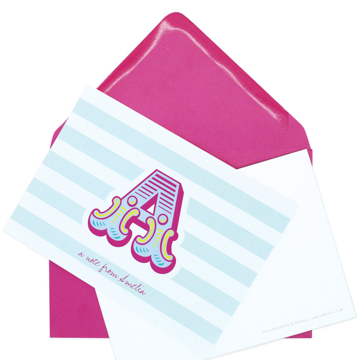 Circus Monogram Personalised Postcard Pack - Pink & Mint