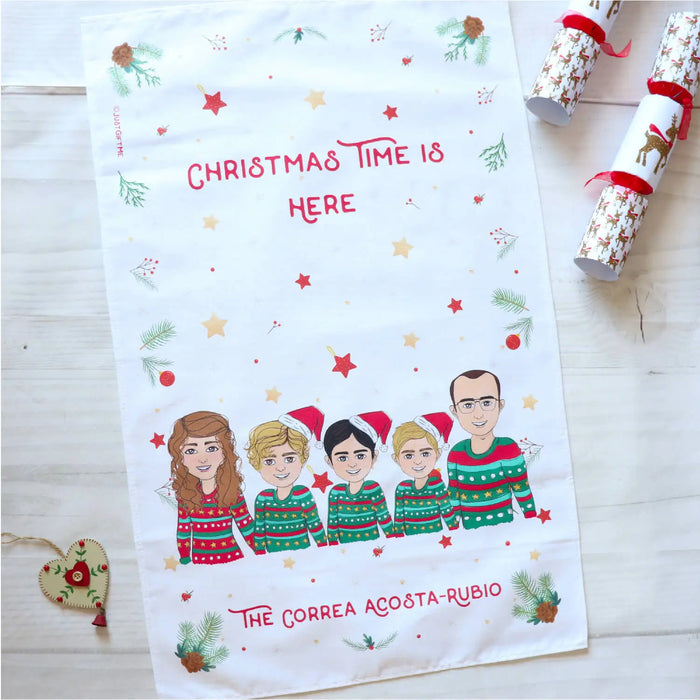 Personalised Family Christmas Tea Towel