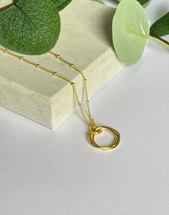 Gold Twisted Circle Necklace