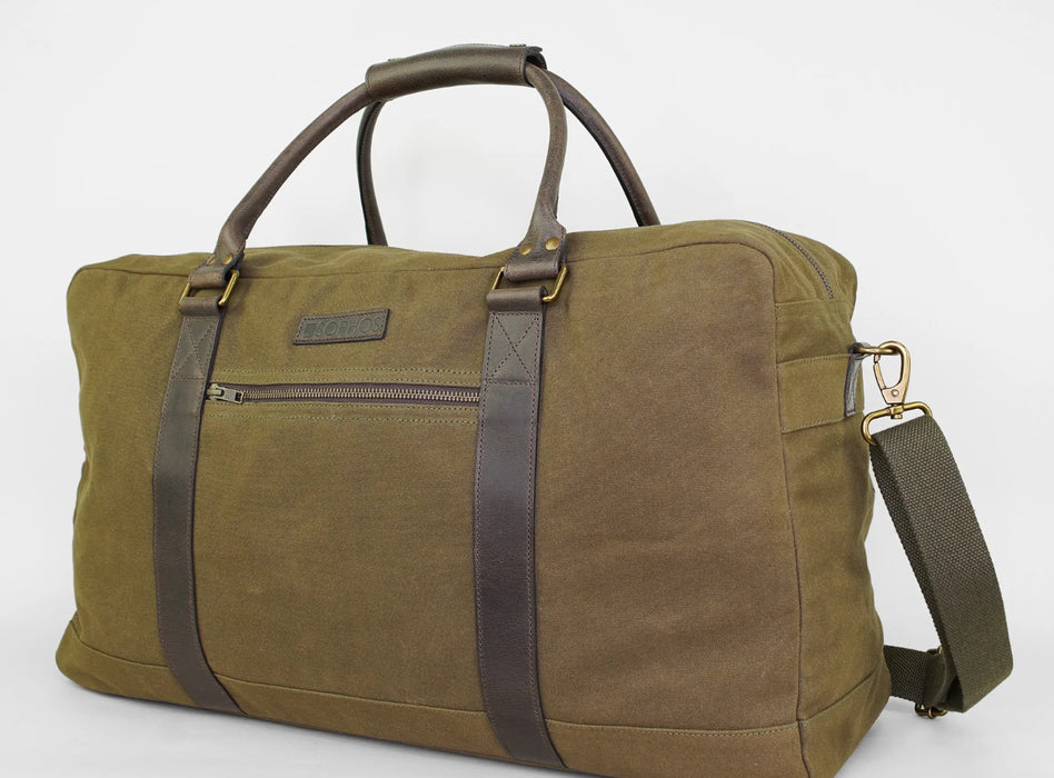 Waxed Canvas Overnight Bag - Olive