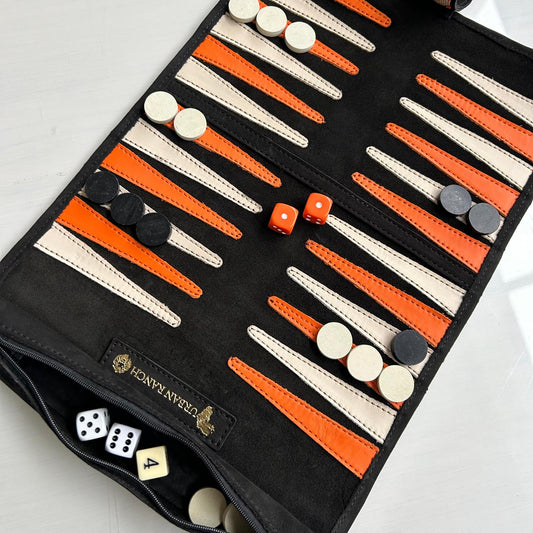 Leather Roll-Up Backgammon Set