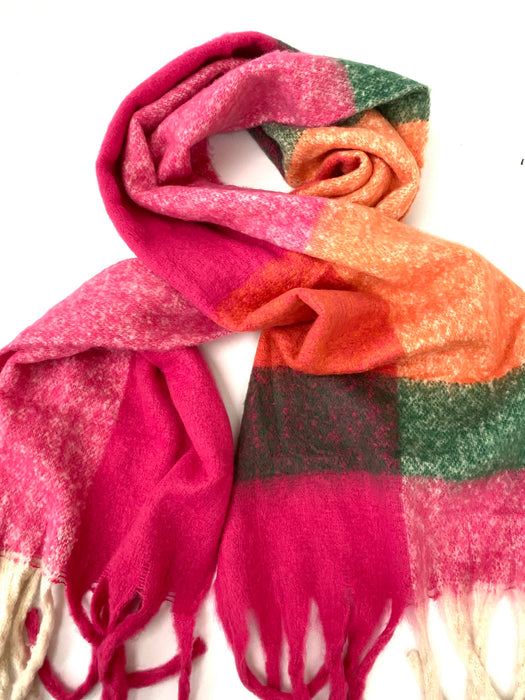 Pink/Green Colour Block Scarf