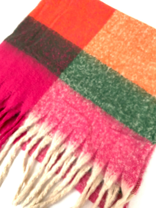 Pink/Green Colour Block Scarf