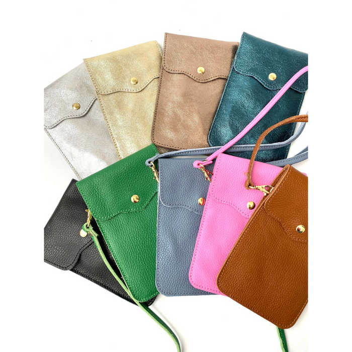 Double Pocket Leather Phone Pouch