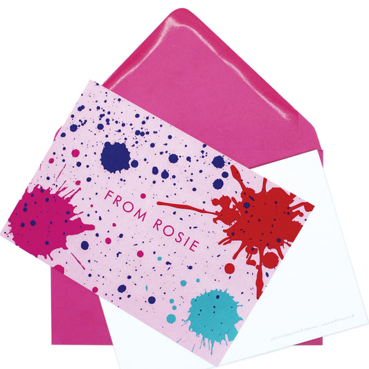 Personalised Ink Splatter Postcard Pack - Pink