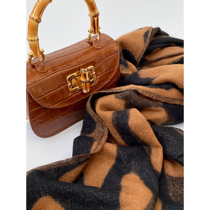 Tan & Black Soft Blanket Scarf