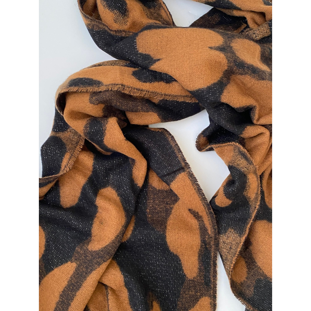 Tan & Black Soft Blanket Scarf