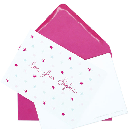 Stars Personalised Postcard Pack - Pink