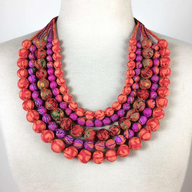 Vintage Sari Silk Necklace