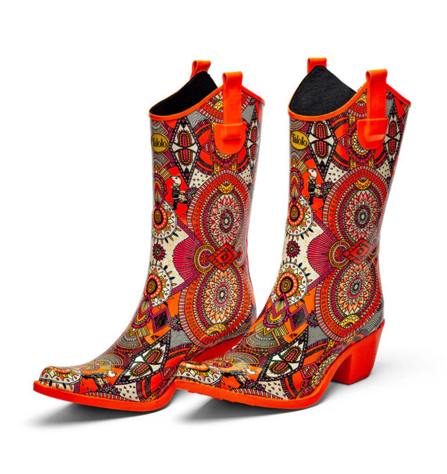 Aztec Funk - bright orange cowboy boot