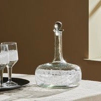 Recycled Hand Blown Etched Glass Decanter