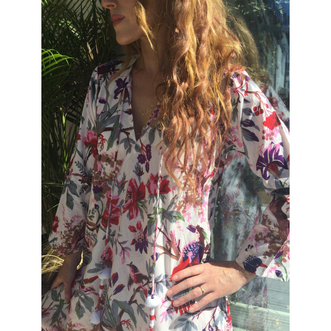 Birds of Paradise White Dress