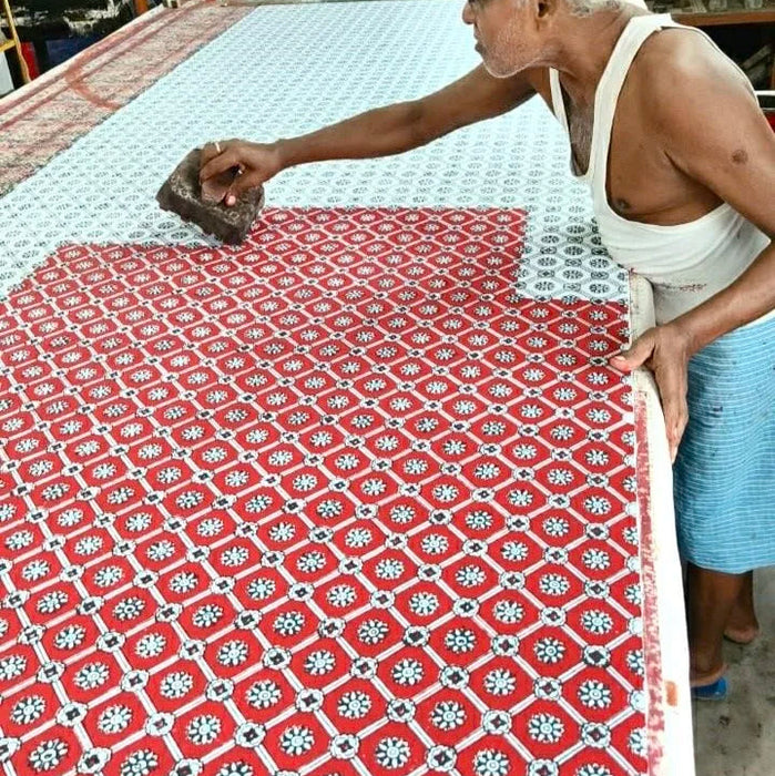 3 Vibrant Block Print Cotton Handkerchieves