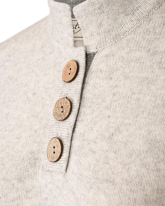 Women's High Collar Cashmere and Merino Jumper - Frost Grey