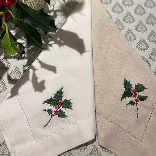 Emboidered Christmas Napkins