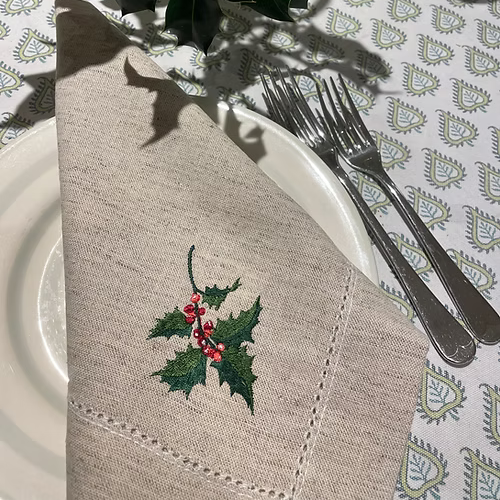 Emboidered Christmas Napkins