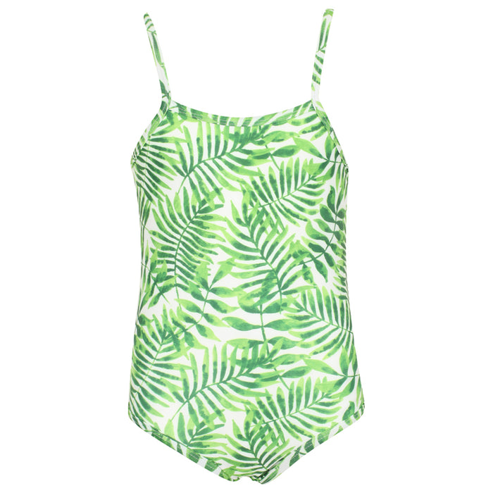 Girls Leaf Print Swimsuit