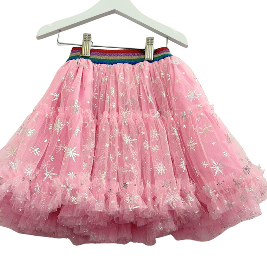 Pink Skirt with silver snowflakes