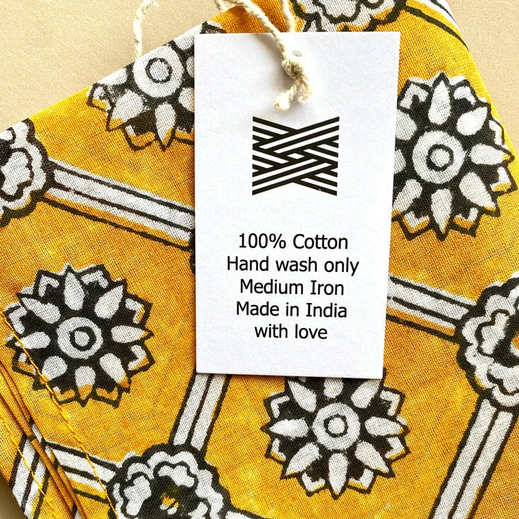 3 Vibrant Block Print Cotton Handkerchieves