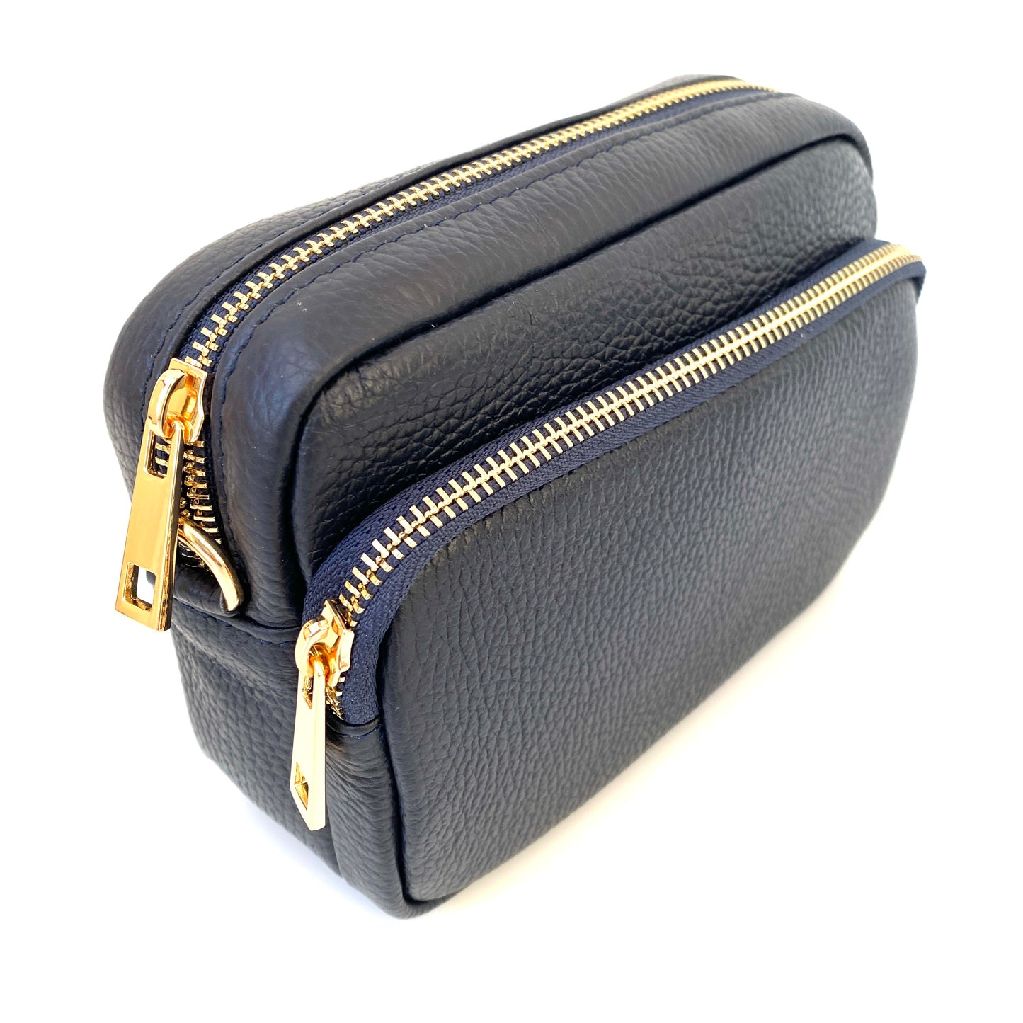 Small Double Zip Leather Bag