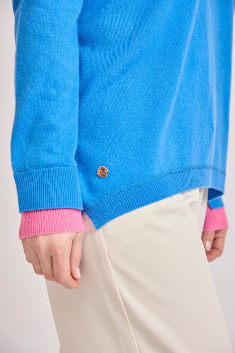 Sofia boyfriend v-neck jumper with double cuff