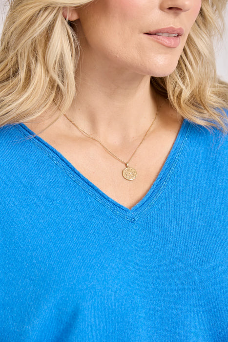 Sofia boyfriend v-neck jumper with double cuff