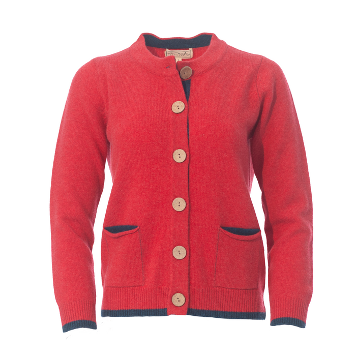 Women's Pocket Cardigan in Cashmere/Merino - Burnt Coral